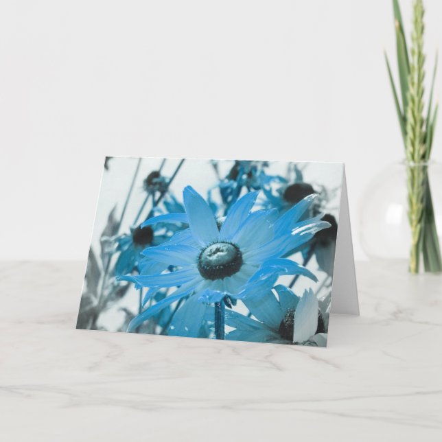 Blå blomma kort (Framsida)