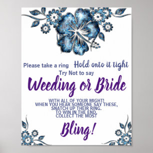 Blå blomma Lägg en Ring på Möhippans speltecken Poster