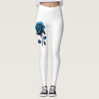 blå blomma leggings