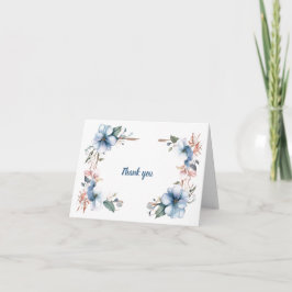 Blå blomma Linjer: Bröllop-tackkort Kort