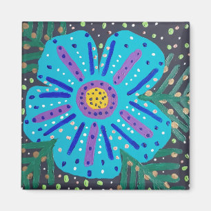 Blå blomma magnet