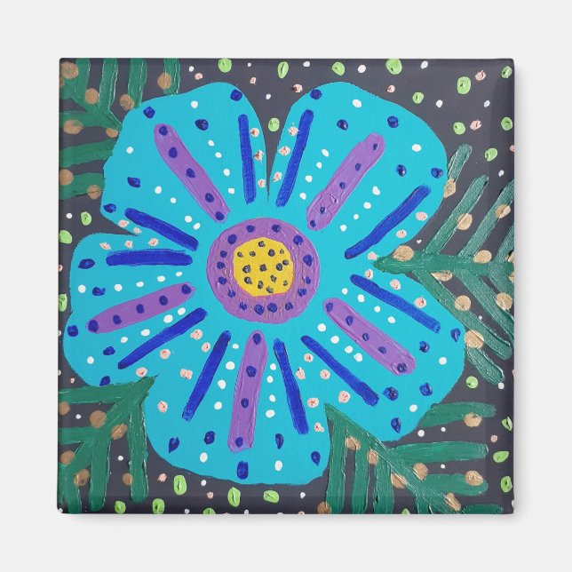 Blå blomma magnet (Framsidan)