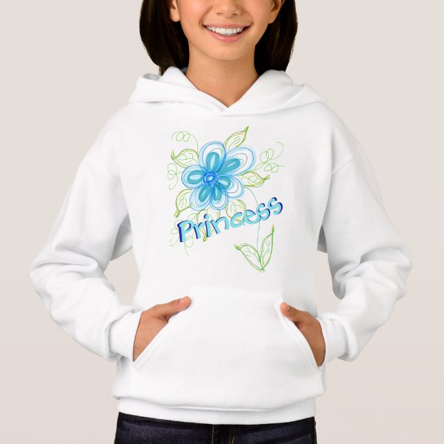 Blå blomma med grönt t shirt (Framsida)