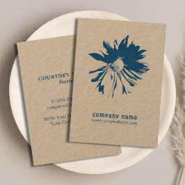 Blå blomma med minimal Elegant Visitkort