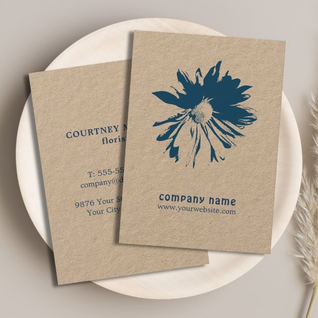 Blå blomma med minimal Elegant Visitkort (Skapare uppladdad)