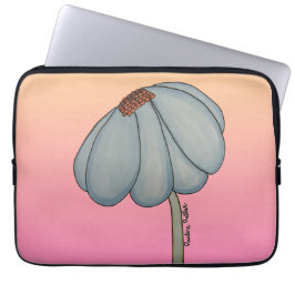 Blå blomma med rosa bakgrund laptop fodral
