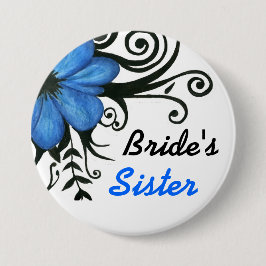 Blå blomma med svart Löv och snurra Knapp