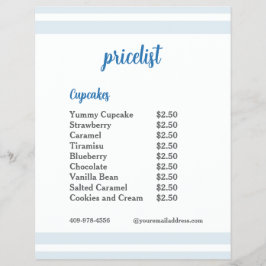 Blå Blomma Mixer Cupcake Prislista Reklamblad