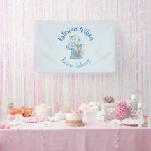 Blå Blomma Mixer Liten Bageri Logotyp Varumärke