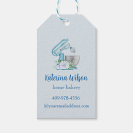 Blå Blomma Mixer Logotyp Varumärke Presentetikett