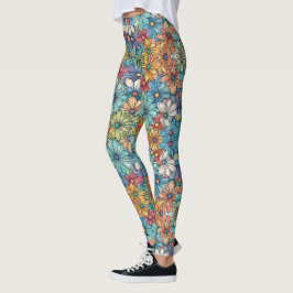 Blå blomma mönster leggings