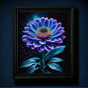 Blå blomma poster