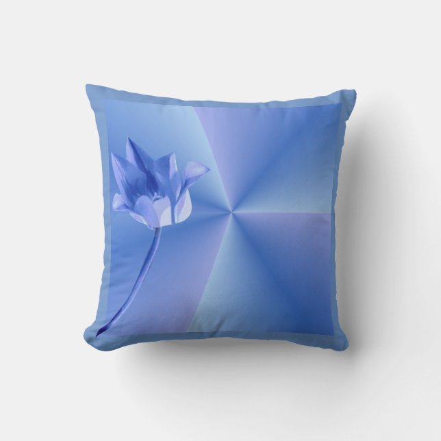 Blå Blomma Reversibel Kudde (Framsida)