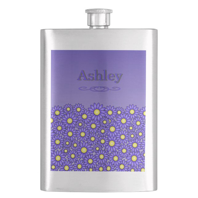 Blå Blomma Rostfritt Stål Flask Fickplunta (Framsidan)