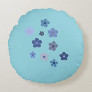 Blå blomma rund kudde