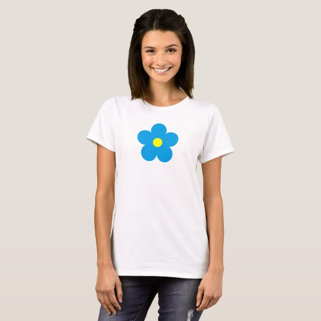 Blå blomma t shirt (Hel framsida)