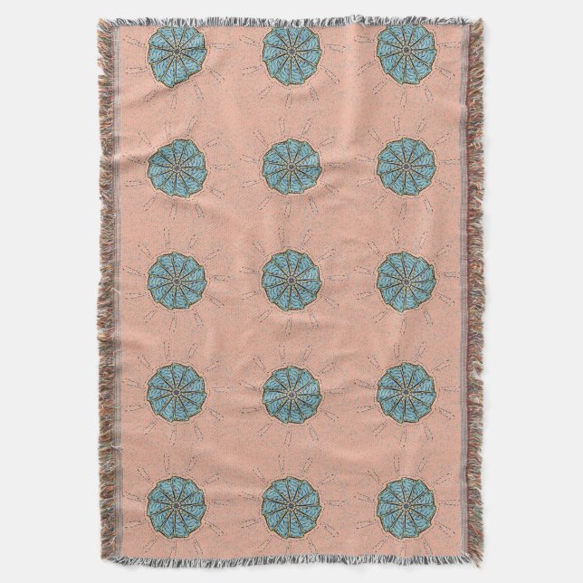 Blå blomma teckning mönster filt (Framsidan Vertikal)