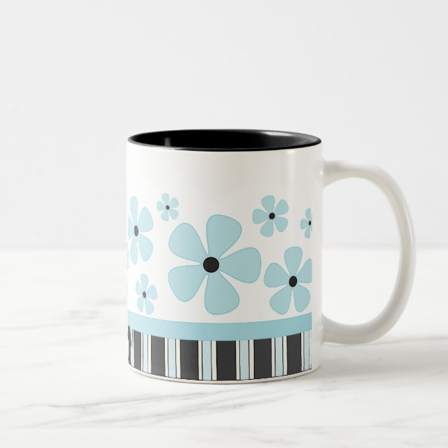 Blå blomma Två-Tonad mugg (Höger)