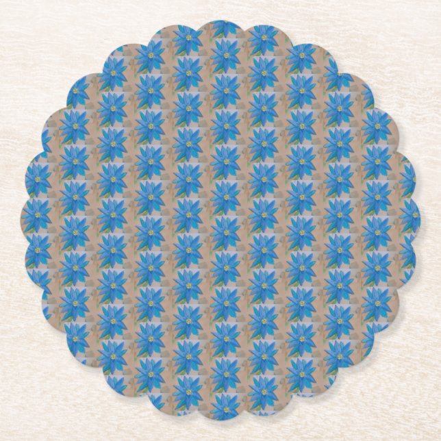 Blå blomma underlägg papper (Framsida)
