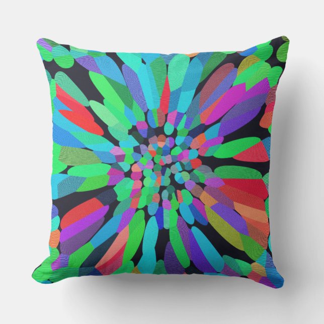 Blå blomma utomhuskudde (Framsida)