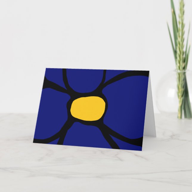 Blå Blomma Vikad Grattiskort Kort (Framsida)
