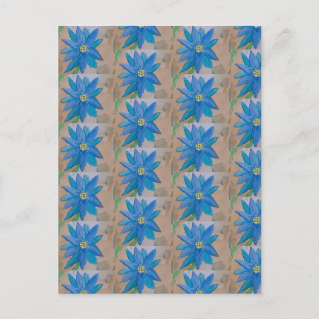 Blå blomma vykort (Framsida)