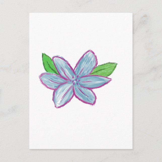 Blå blomma vykort (Framsida)
