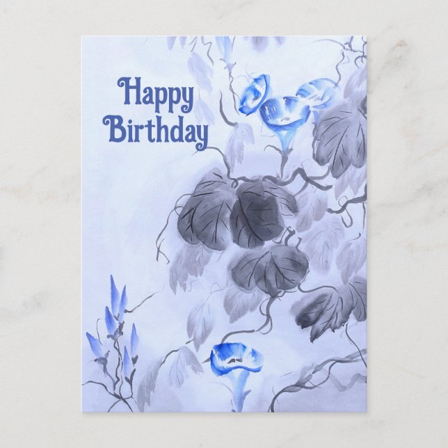 Blå blomma vykort (Framsida)