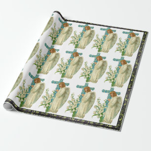 Blå blommade Christian Kor Wrapping Papper Presentpapper