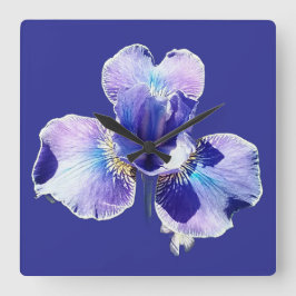 Blå blommaklura fyrkantig klocka