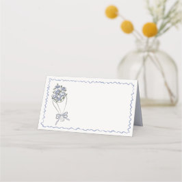 Blå Blommamarknad Färska Blommor Falt Vikbar Plats Placeringskort