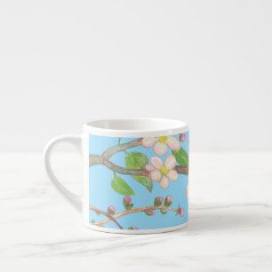 Blå blommande äpple Träd Gren Himmel Espressomugg