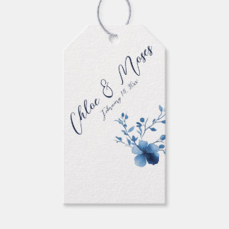 Blå, blommande Blommar, liten Presentetikett