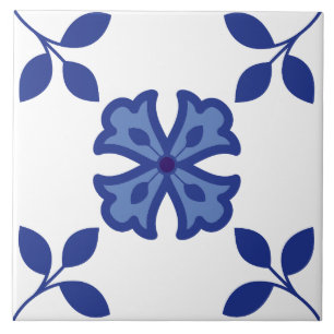 Blå Blommar Elegance Tile Kakelplatta