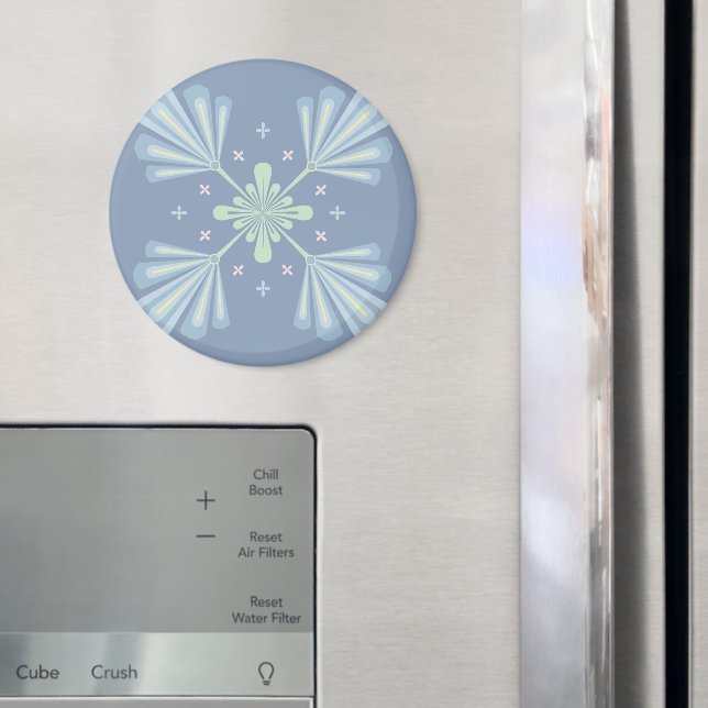 Blå Blommig Abstrakt Mönster Magnet (In Situ (Fridge))