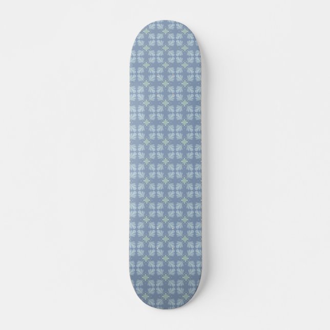Blå Blommig Abstrakt Mönster Mini Skateboard Bräda 18,5 Cm (Framsida)