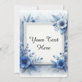 Blå Blommig Akvarell med Eleganta Accenter Inbjudningar