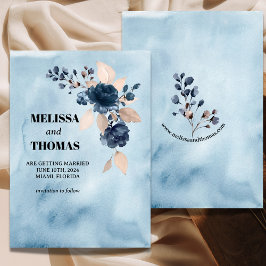 Blå Blommig Akvarell Spara Datum Annonsering Inbjudningar