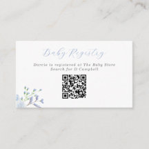 Blå Blommig Baby Shower Barn Registrering QR-kod