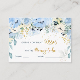 Blå Blommig Baby Shower Gissa Hur Många Pussar Tilläggskort