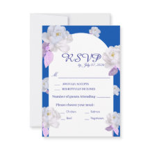 Blå Blommig Båge Bröllop RSVP-kort