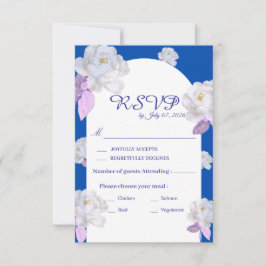 Blå Blommig Båge Bröllop RSVP-kort OSA Kort