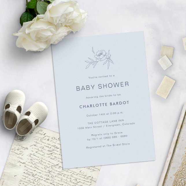 Blå Blommig Bebis Shower Inbjudningar (Skapare uppladdad)
