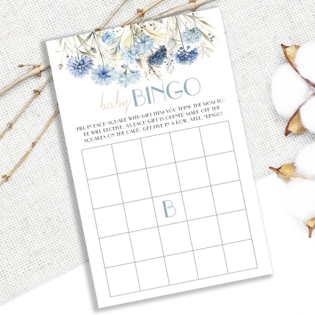 Blå Blommig Bebispresent Bingo Aktivitet (Skapare uppladdad)