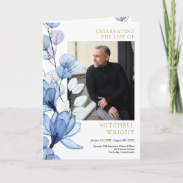 Blå Blommig Begravning Minnesgudstjänst Ordning Fö Program