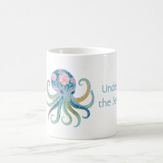 Blå Blommig Bläckfisk Kaffemugg (Center)