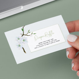 Blå blommig blöja lotteri lott pojke baby shower tilläggskort