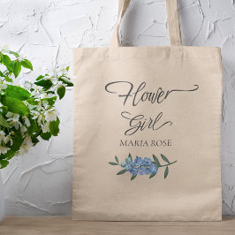 Blå Blommig Blomma GIrl Personlig  Tygkasse