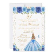 Blå Blommig Blond Hår Prinsessa Födelsedagsfest