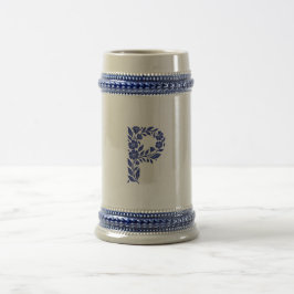 Blå Blommig Bokstav P Monogramm Kopp